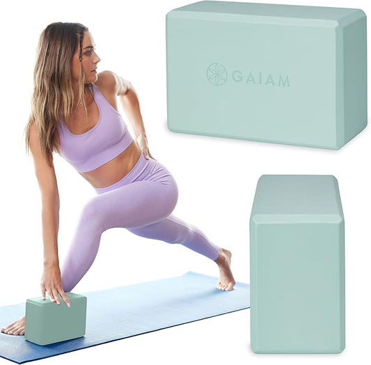 Gaiam Yoga Block - Supportive Latex-Free Eva Foam - Soft Non-Slip Surface with Beveled Edges for Yoga, Pilates, Meditation - Yoga Accessories for Stability, Balance, Deepen Stretches-FlexoryFit