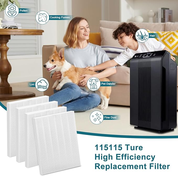 True High Efficiency C535 Replacement 115115 Filter A Compatible with Winix PlasmaWave C535, 5300-2, 6300-2, 5300, 6300, P300, AM90, 9000, 5000, 5000B, C909, 9800, 4 x Filters