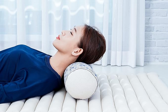 Leewadee Small Yoga Bolster – Shape-Retaining Cervical Neck Roll, Tube Pillow for Comfortable Reading, Kapok Filling, 22 x 6 x 6 inches-FlexoryFit