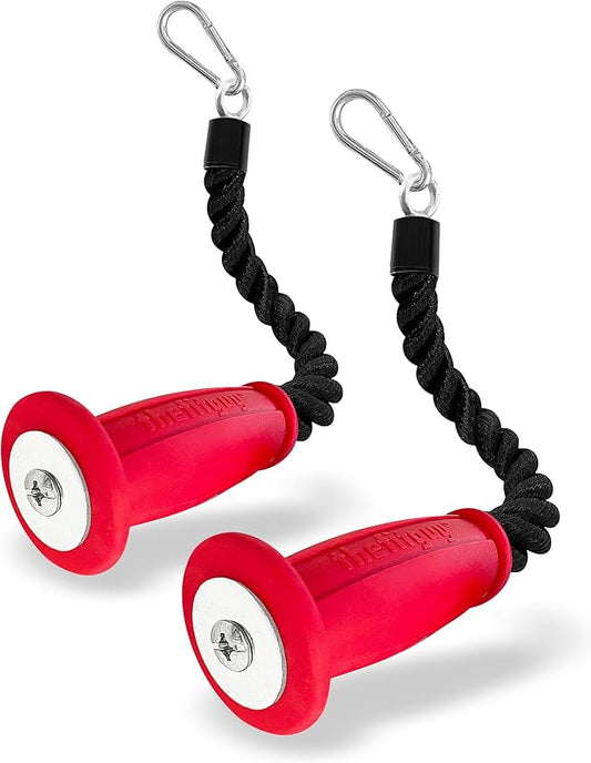 2 Ergonomic 16.5" Single Tricep Ropes | Non-Slip Cable Attachment | Wrist Pressure Relief | Grip Strength & Forearm Activation | Home & Commercial Gym Accessory, For Cable Machine, Smart Gym-FlexoryFit