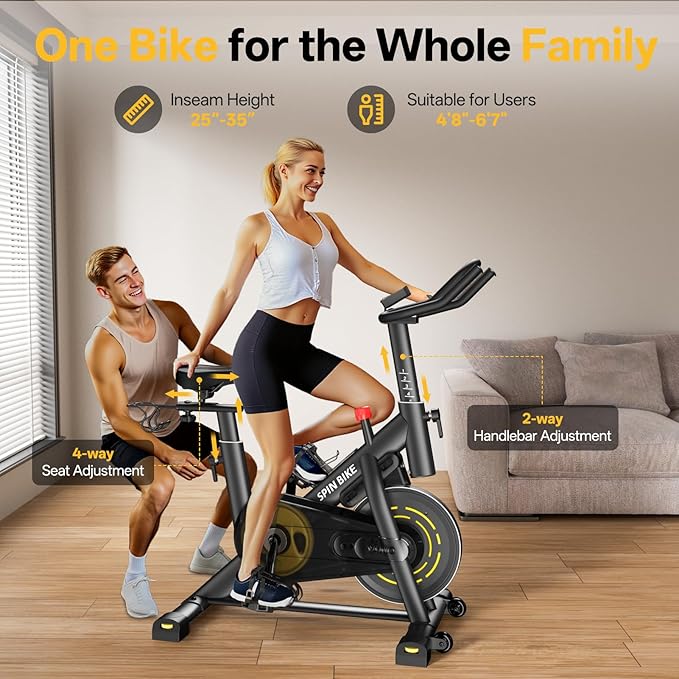 YAMO Exercise Bike, Upgraded Stationary Bikes for Home Cardio with App Compatible, Adjustable Quiet Magnetic Resistance Indoor Cycling Bike 300 LBS Capacity Comfortable Seat Cushion & Tablet Mount-FlexoryFit
