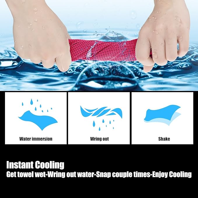 Biange Cooling Towel (Pack of 20, 40"x12") with Pouches for Sports, Workout, Fitness, Gym, Yoga, Golf, Pilates, Travel, Camping & More-FlexoryFit