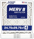 Filter King 24.75x29.75x1 Air Filter | 4-PACK | MERV 8 HVAC Pleated A/C Furnace Filters | MADE IN USA | Actual Size: 24.75 x 29.75 x .75"