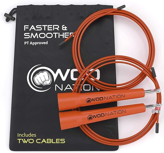 WOD Nation Adjustable Speed Jump Rope For Men, Women & Children - Blazing Fast Fitness Skipping Rope Perfect for Boxing, MMA, Endurance-FlexoryFit