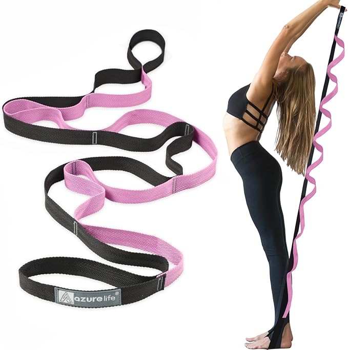 Premium Durable Stretch Straps with Loops, Stretching Strap for Physical Therapy, Multi-Loop Yoga Strap Fitness Exercise Strap for Yoga, Pilates, Dance, Flexibility&Exercise-FlexoryFit