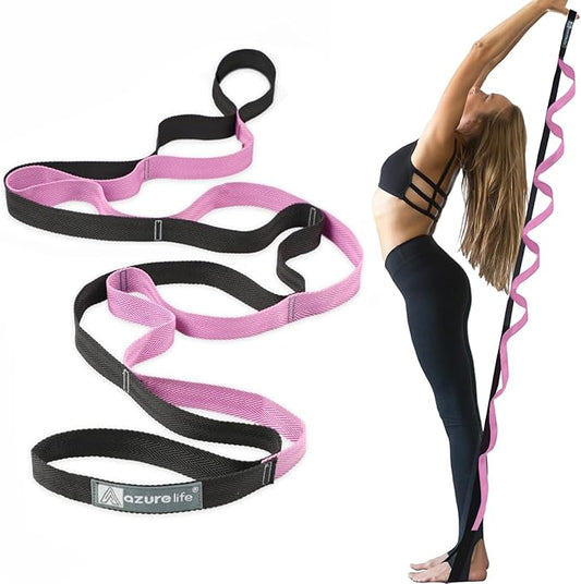 Premium Durable Stretch Straps with Loops, Stretching Strap for Physical Therapy, Multi-Loop Yoga Strap Fitness Exercise Strap for Yoga, Pilates, Dance, Flexibility&Exercise-FlexoryFit