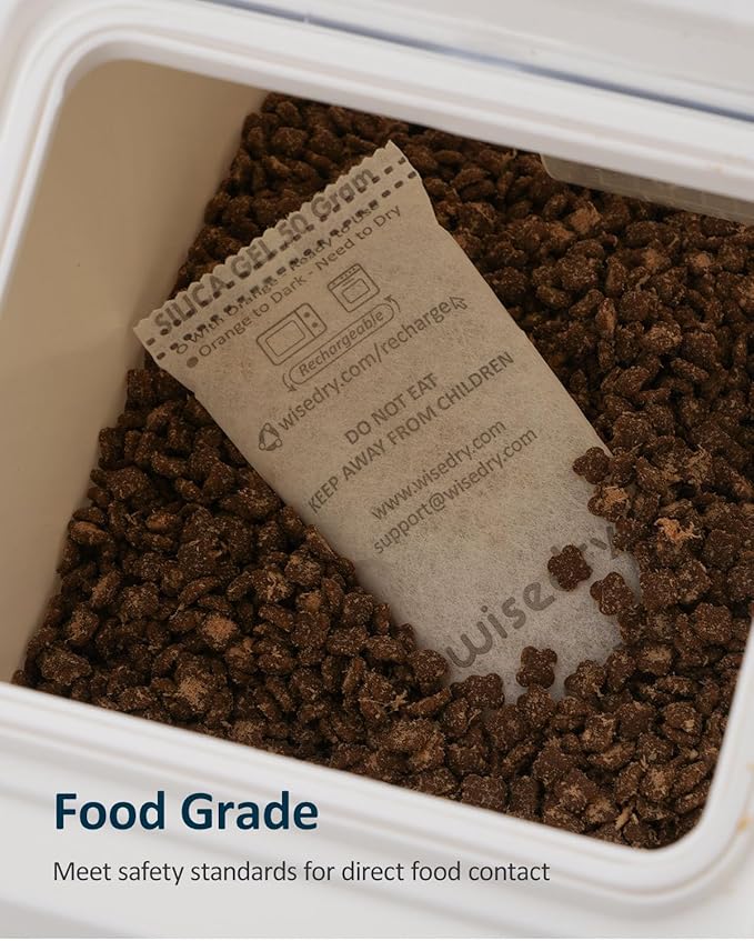 wisedry 50 Gram [10 Packs] Silica Gel Packets Microwave Fast Reactivate Desiccan Packs with Indicating Beads