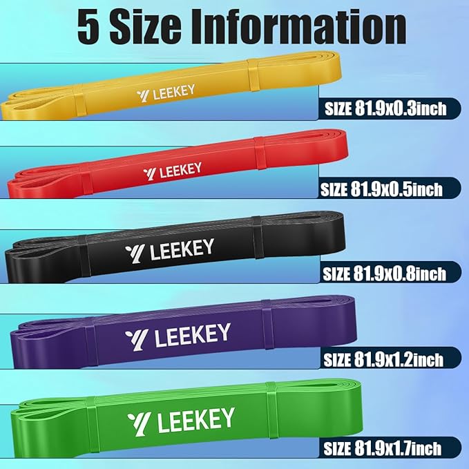 LEEKEY Resistance Bands Set for Pull-Up Assistance & Full-Body Training, Multi-Level Exercise Bands with Bag for Home Workouts, Physical Therapy, Strength Training (Men/Women)-FlexoryFit
