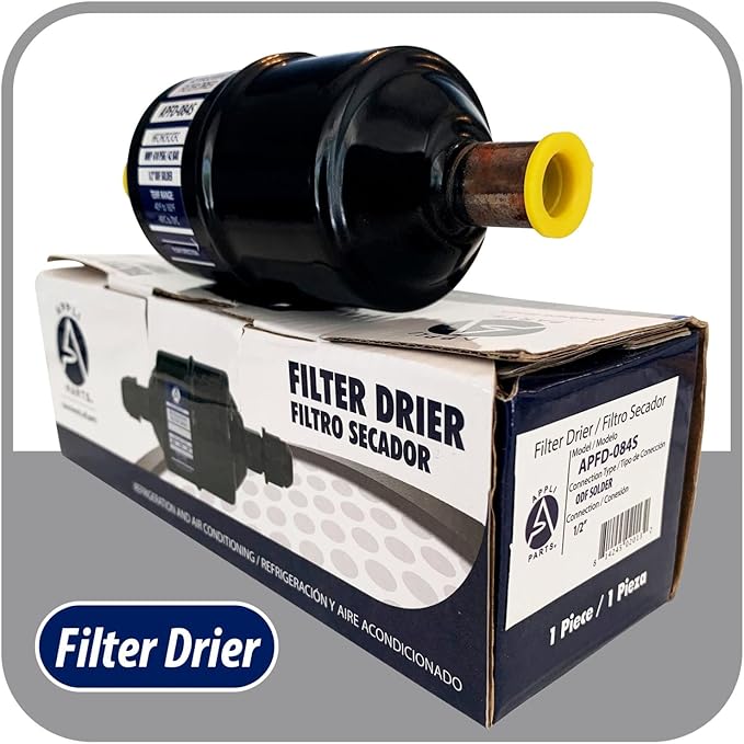 Appli Parts APFD-084S 1/2 in Liquid Line Refrigerant AC Filter Drier hvac Refrigeration 084S ODF Sweat Solder connection universal unidirectional 6in long 2 in wide