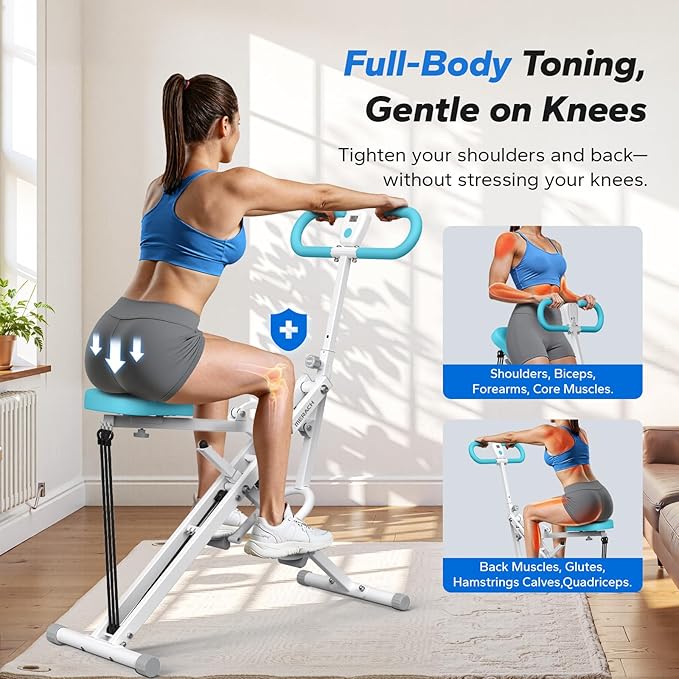 Squat Machine, MERACH R07 2 in 1 Squat Rowing Machine, Easy Setup & Foldable Exercise Equipment, Glute Trainer Machine, Glutes & Leg Home Workout Machine-FlexoryFit