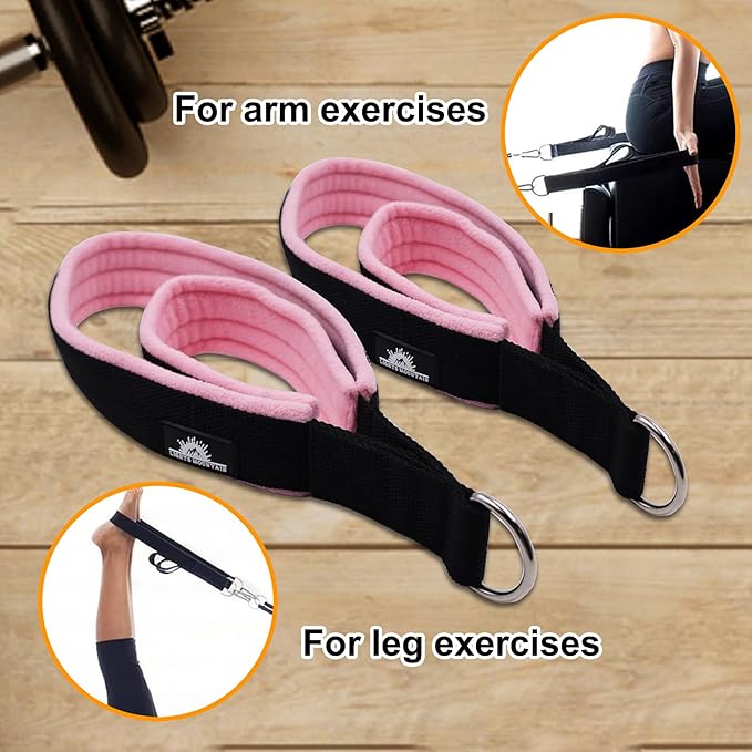 1 Pair Enhanced Pilates Double Loop Straps for Reformer, Thickened D-Ring Handle Straps, Yoga Exercise Accessories in 2 Lengths and Multicolor for Home Gym Workout-FlexoryFit