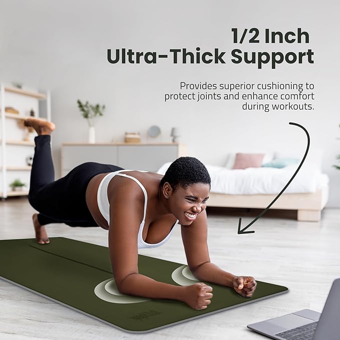 Extra Wide Yoga Mat for Men Women (72"L x 36"W) Non Slip Fitness & Exercise Mat with Alignment Marks for Yoga, Pilates, Floor Workouts-FlexoryFit