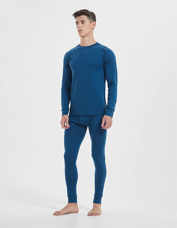 Iguana Mens 100% Merino Wool Base Layer Sets for Ski Lightweight Thermal Underwear-FlexoryFit