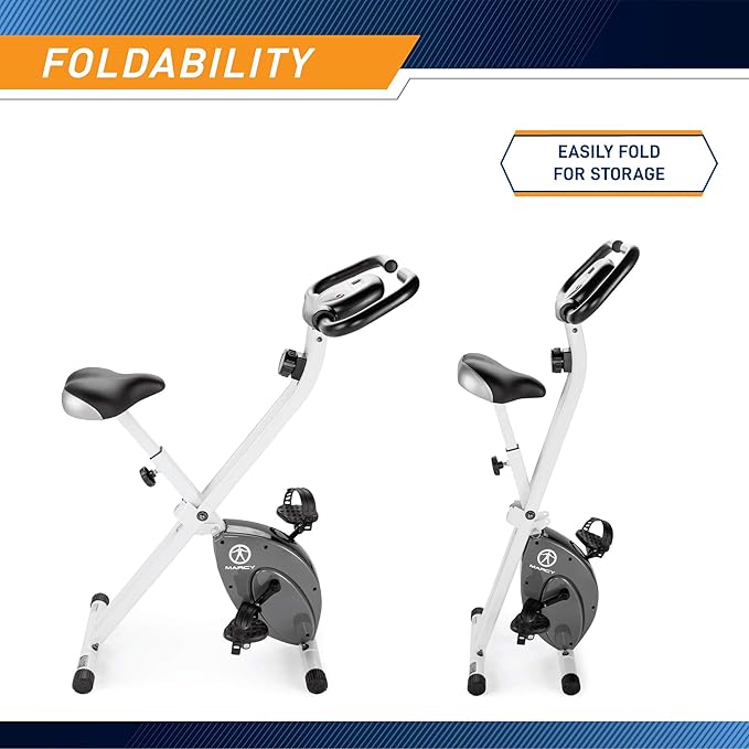 Marcy Foldable Upright Exercise Bike with Adjustable Resistance for Cardio Workout & Strength Training - Multiple Styles Available-FlexoryFit