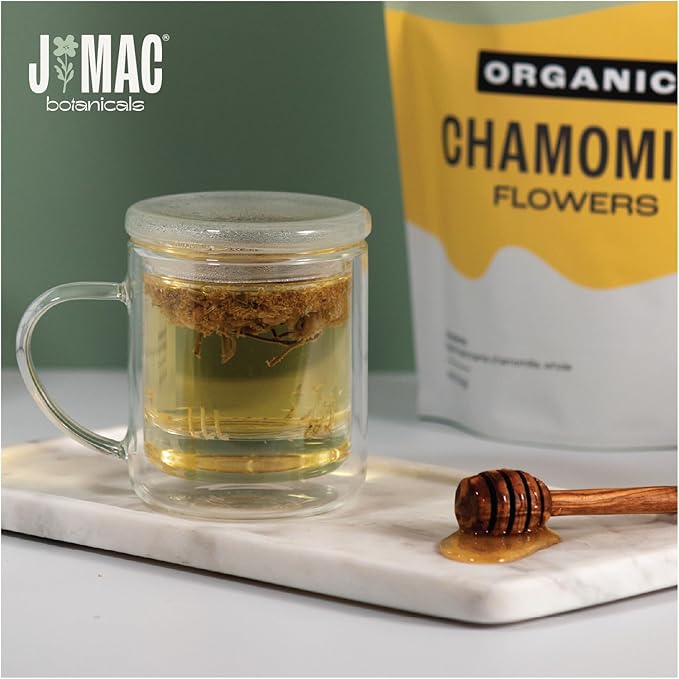 J Mac Botanicals, Organic Chamomile Flowers (1 pound), Certified USDA Organic. Whole Dried Chamomile Flower, Loose Leaf Tea-FlexoryFit