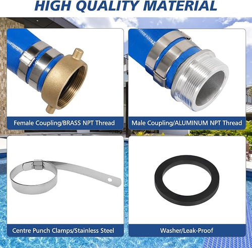 1.5" x 100 ft Backwash Hose for Swimming Pools, Heavy Duty PVC Lay Flat Water - Image 2
