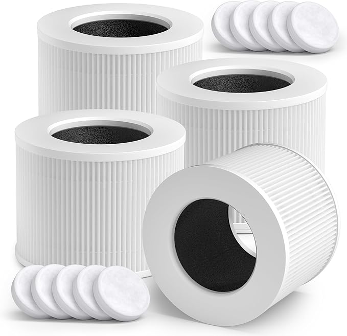 Core Mini Replacement Filter Compatible with LEVOIT Core Mini P Air Purifier, 3-in-1 High-Efficiency H13 True HEPA Activated Carbon Filter, Replace Part #Core Mini-RF, 4 Filter & 14 Fragrance Sponge