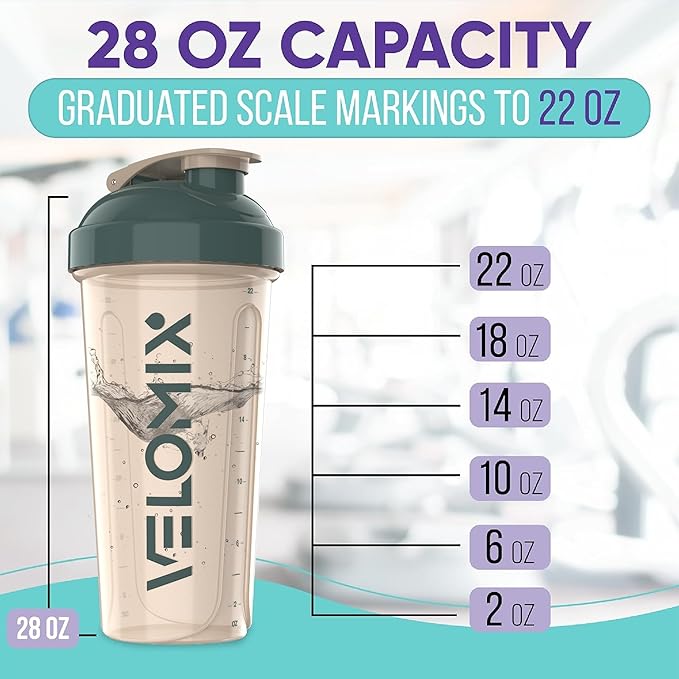'-2 Pack- 28 oz Protein Shaker Bottles for Protein Mixes - 2x Wire Whisk | Leak Proof Shaker Cups for Protein Shakes | Protein Shaker Bottle Pack | Shakers for Protein Shakes-Blue&Beige-FlexoryFit