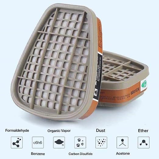 6001 Filter Cartridges Replacement for Gas Respirator, 16pcs Filter Cartridges + 16pcs Filter Covers + 64pcs Filter Cottons, Apply to 6100/6200/7501/7502/6502/6800