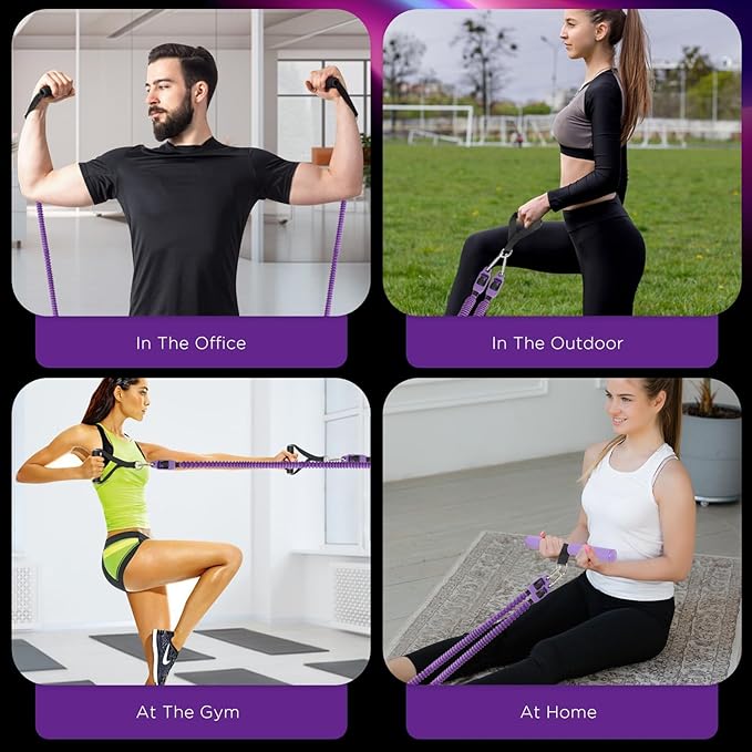 2025 Upgrade Pedal Resistance Band, 4-Tube Elastic Sit Up Pull Rope for Men and Women, Pedal Puller for Strength Training, Foot Resistance Rope for Physical Therapy, with 5Pcs Exercise Bands-FlexoryFit