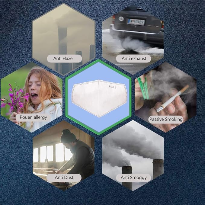 30PCS New Upgrade 3D PM2.5 Activated Carbon Filter Insert Adult Five Layers 3D Cutting PM 2.5 Filter Dustproof Air Pollution Replaceable Paper Larger Protection Area