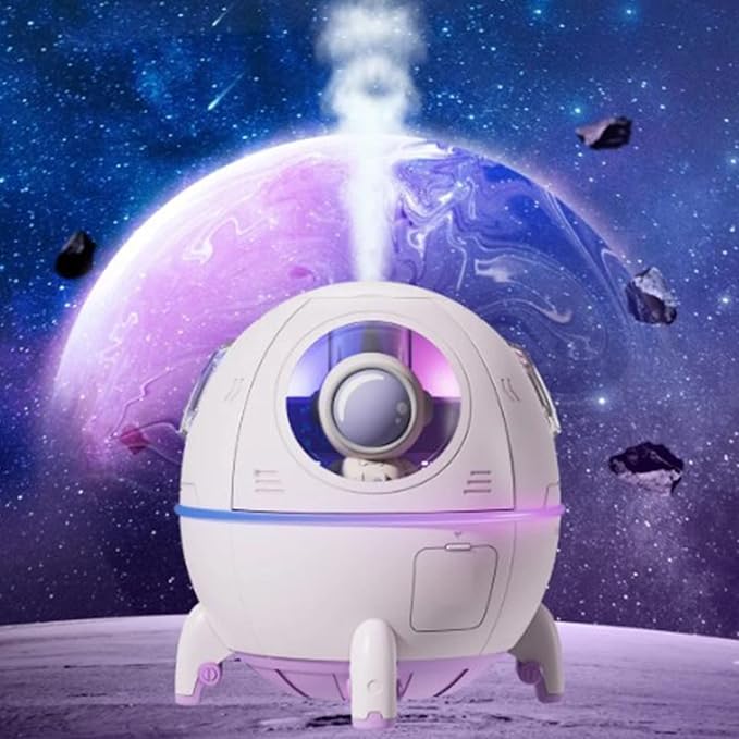 Mini Spaceship Shaped Humidifier with Night Light, USB Cute Humidifier Portable Household Ambient Light Humidifier US Plug