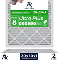 MervKing 20x20x1 Air Filter Actual Size: 19.7" x 19.7" x 0.75" MERV 8 MPR 600-700 | MADE IN USA | 2-Pack | Pleated HVAC AC Furnace Replacement
