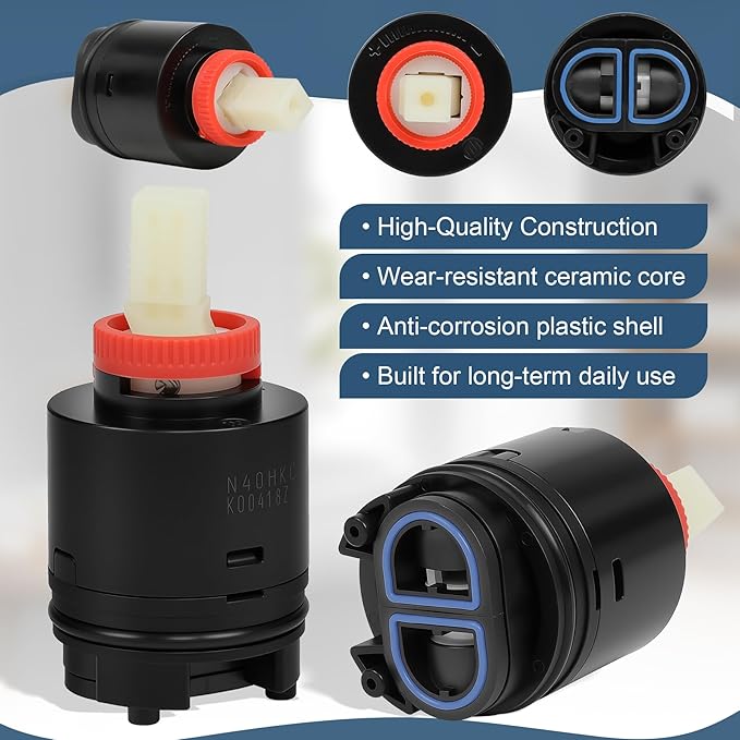 N40HKC Shower Cartridge Replacement H75.5mm,Fit for SR SUN RISE Shower Cartridge,Black 40mm Shower Faucet Cartridge,for Tub/Shower Faucet, Shower Mixer Valve, Ceramic Shower Single Lever