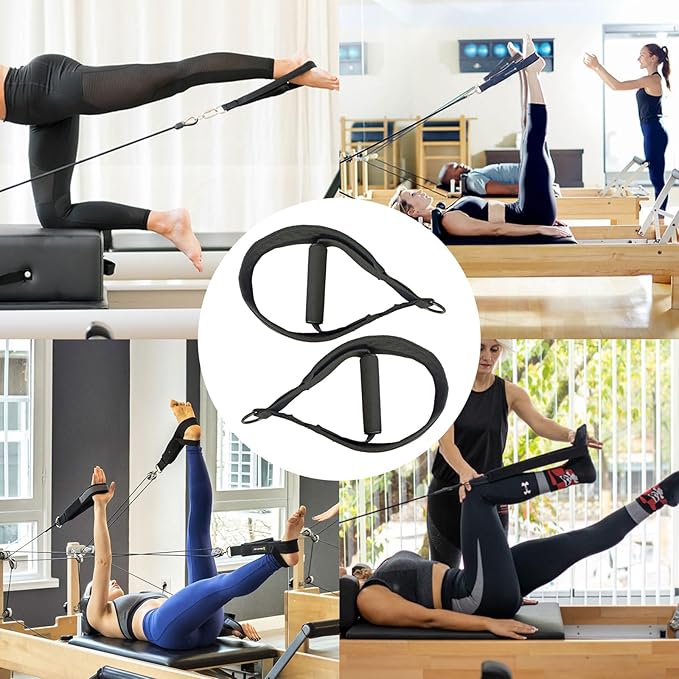 Pilates Double Loop Straps for Reformer, D Ring Straps Handle, Yoga Exercise Straps, 2 PCS-FlexoryFit