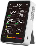Professional Indoor Air Quality Monitor with AQI Beep Alarms, Portable Real-Time Detector for Home Cars Plants and Pets (Milky White)