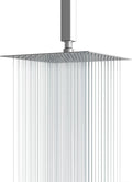 Lordear 16 Inch Rainfall Shower Head Solid Square Ultra Thin 304 Stainless Steel Polish Chrome Rain Shower Head Waterfall Full Body Coverage with Silicone Nozzle