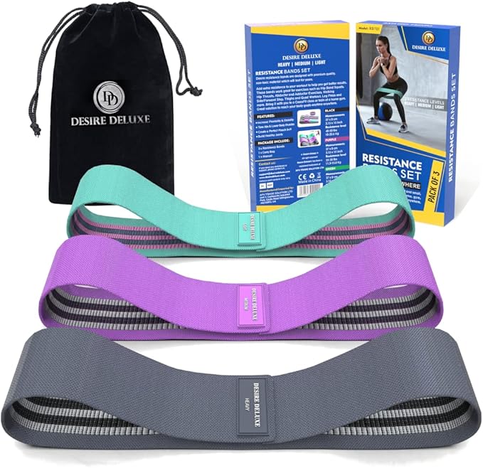 Desire Deluxe Resistance Band Exercise Workout Equipment Bands Set for Working Out Physical Therapy - Men & Women Elastic Stretch Booty Gym Equipment Accessories - Home, Fitness, Pilates, Yoga Pack 3-FlexoryFit