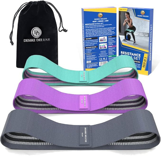 Desire Deluxe Resistance Band Exercise Workout Equipment Bands Set for Working Out Physical Therapy - Men & Women Elastic Stretch Booty Gym Equipment Accessories - Home, Fitness, Pilates, Yoga Pack 3-FlexoryFit