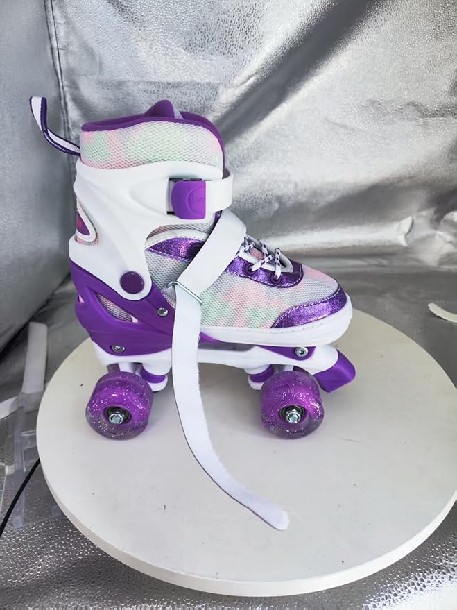 Kids Roller Skates for Girls-Outdoor 4 Size Adjustable Butterfly Quad Rollerskates for Indoor Ages 3-12 Years Beginners Children's Birthday Gift with Light Up Wheels patines para niñas Indoor-FlexoryFit
