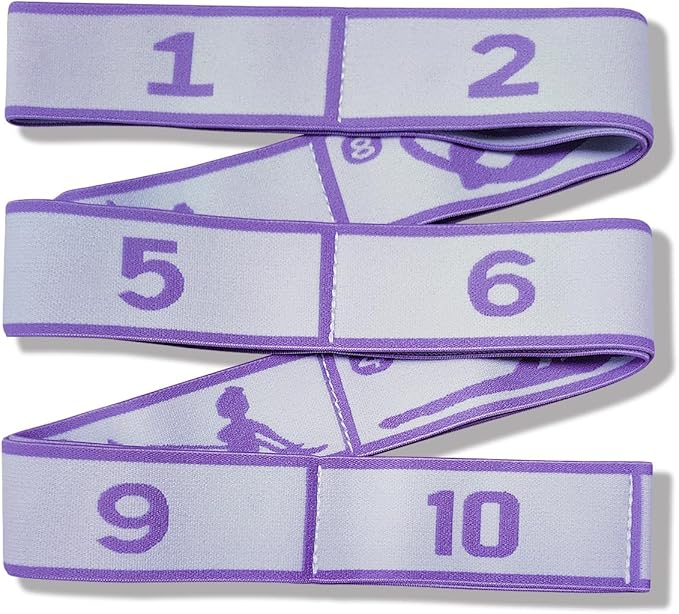 Aozora Stretch Bands for Exercise, Elastic Yoga Stretching Strap, Flex Strap 10 Loops for Physical Therapy, Pilates, Yoga, Dance & Gymnastics Exercise and Flexible Pilates Stretch Band-FlexoryFit