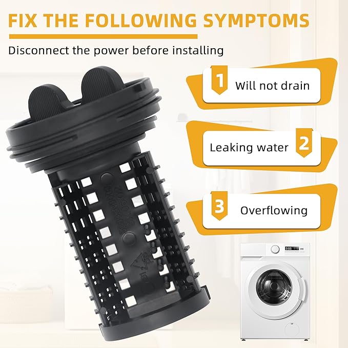 383EER2001A Washer Drain Pump Filter Fit for L-G Ken-more Washer Dryer Combo by AMI PARTS, Trap Washer Drain Pump Replaces AP4440367 383EER2001F 5230ER3002A 1267432 AGM75510601 PS3522306