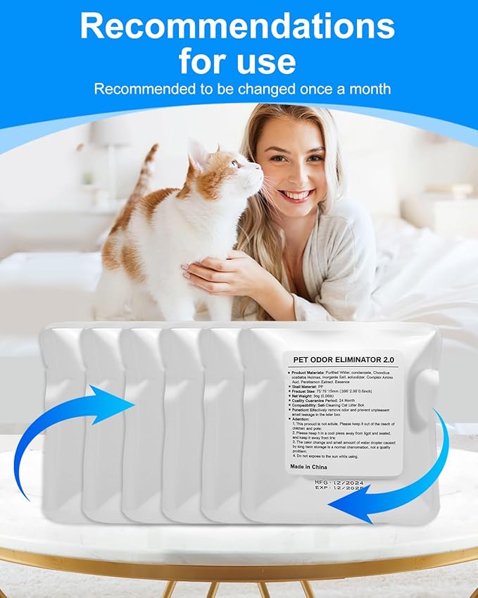 6-Pack N50 Odor Eliminator 2.0 Compatible with PuraMax 2, PuraMax & MAX PRO Automatic Self Cleaning Litter Box, Upgraded Pet Cat Litter Deodorizer for Home Toilet Odor Control
