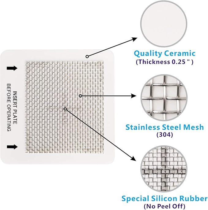 Universal Ceramic Ozone Plates for Generic Ozone Generators Washable Purification Air Purifier, 4.5" x 4.5" Inches Replacement Ozone Plates (2Pack)