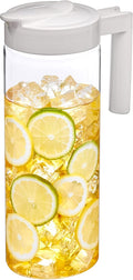 Amazing Abby - Skinny - Tritan Pitcher (64 oz), Unbreakable Plastic Water Pitcher with Lid, BPA-Free, Heat-Resistant, Dishwasher-Safe, Great for Both Iced and Hot Drinks, Indoors and Outdoors, White