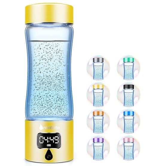 Hydrogen Water Bottle Generator with SPE/PEM Technology, Portable H2 Water Ionizer Machine, Birthday,Xmas Gift for Family Friends Office Travel Sports (Gold, 9.05*Φ2.63in)