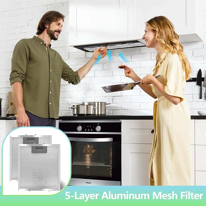 S97018029 Range Hood Filter Replacement - 10.25"x9" Aluminum Frame & Mesh with Plastic Clips - 2 Pack by seteams