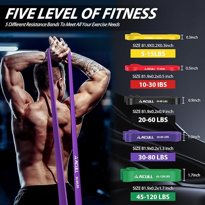 Resistance Bands for Working Out, Pull Up Assistance Bands, Exercise Workout Bands Set for Men Women, Stretch Bands for Physical Therapy, Muscle Training, Home Workouts-FlexoryFit
