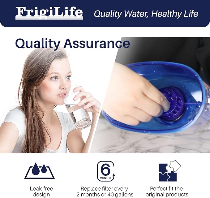 Pitcher Water Filter Replacement with Pur CRF950Z, CRF-950Z, DS-1800Z, PPT700W, CR-1100C, PPT711W, CR-6000C, PPT710W, PPF900Z, Compatible with more PUR Pitchers Dispensers, 6PACK