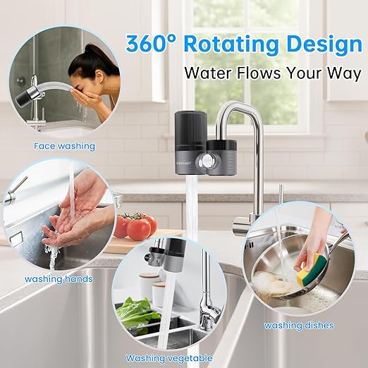 Advanced Sink Faucet Filter, 360 ° Rotary Faucet Water Purifier, NSF Certified Level 5 Filtration, Compatible with 99% of Faucets(Black-T6-CTO)