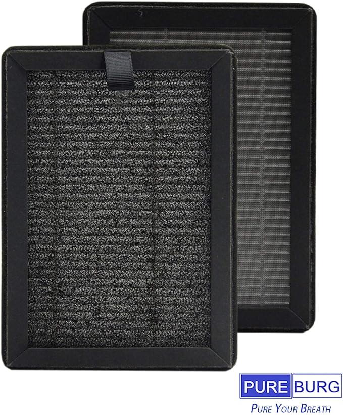 PUREBURG LV-H128-RF Replacement Filter Compatible with LEVOIT LV-H128 Air Purifier, 2-Pack(4 Filters) H13 HEPA 4-Stage Filtration Activated Carbon 2-IN-1