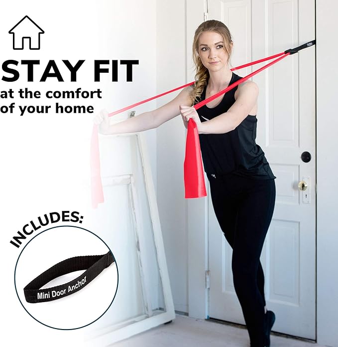 7Ft Long Resistance Bands for Stretching - Resistance Bands Set with Door Anchor - Exercise Bands Including Carry Pouch, E-Book & App - Latex-Free Workout Bands-FlexoryFit