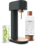 Ruby 2 Sparkling Water Maker - Soda Streaming Machine Silent Carbonated Water Machine Robust Long-Lasting Aluminium Soda Maker 1L Water Bottle Without CO2 Cylinder - Black Copper Soda Machine