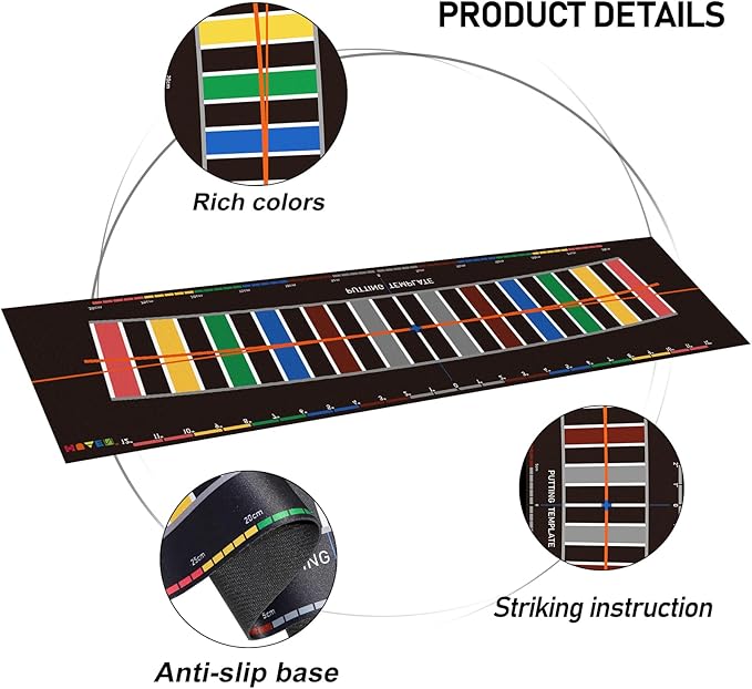 Practice Golf Putting Mat - Training Aid with Alignment Tour Aim and Putting Arc Set