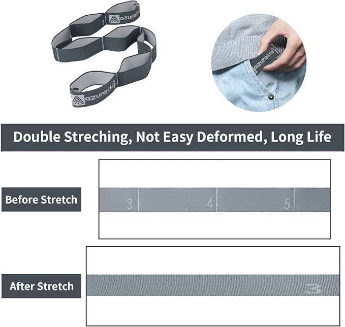 Premium Durable Stretch Straps with Loops, Stretching Strap for Physical Therapy, Multi-Loop Yoga Strap Fitness Exercise Strap for Yoga, Pilates, Dance, Flexibility&Exercise-FlexoryFit
