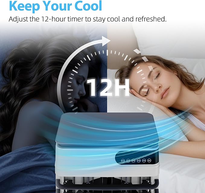Swamp Cooler Air Conditioners, Large 13.3-Gal Tank for 7d Cooling, 4-IN-1 Portable Evaporative Cooler with LED Touch Screen, 3 Fan Speeds,12H Timer and Remote, 1000 sq ft, Ideal for Large Rooms